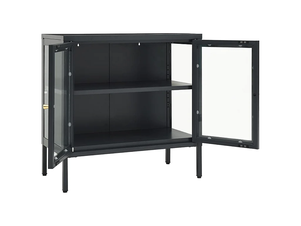 Sideboard Lowboard - Anthrazit 70x35x70 cm Stahl und Glas -RM13789