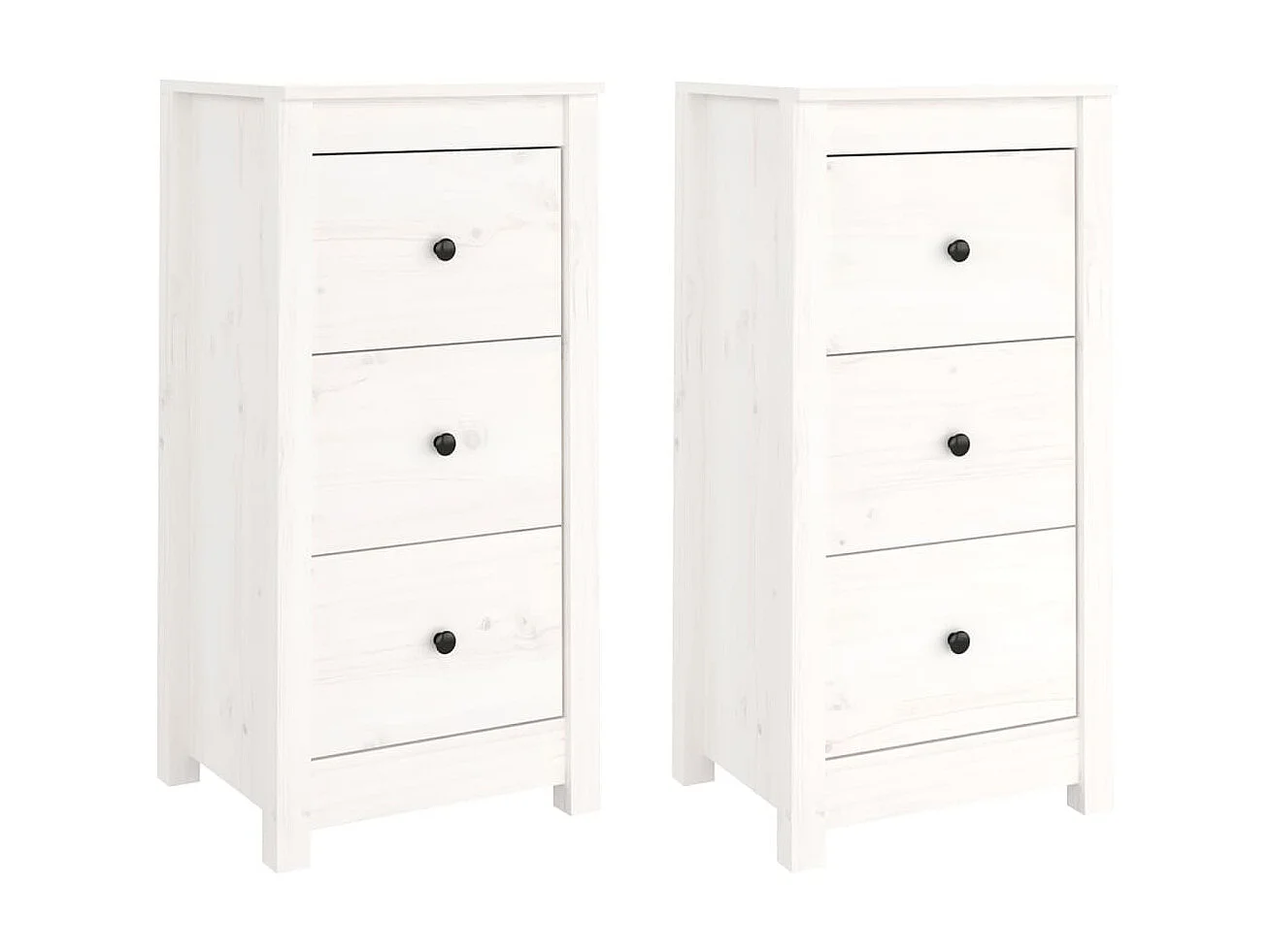 Sideboards im 2er-Set Lowboards Weiß 40x35x80 cm Massivholz Kiefer -RM76249