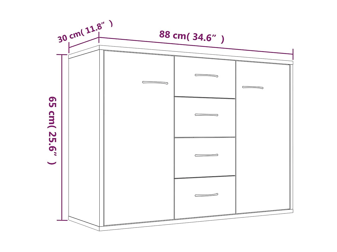 Sideboard Anrichte Räuchereiche 88x30x65 cm Holzwerkstoff -RM27543