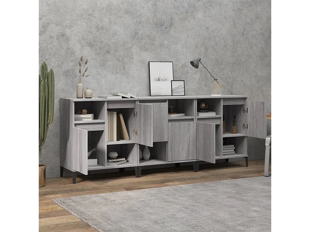 Sideboards Grau im 3er-Set Anrichten Sonoma 60x35x70 cm Holzwerkstoff -RM33278