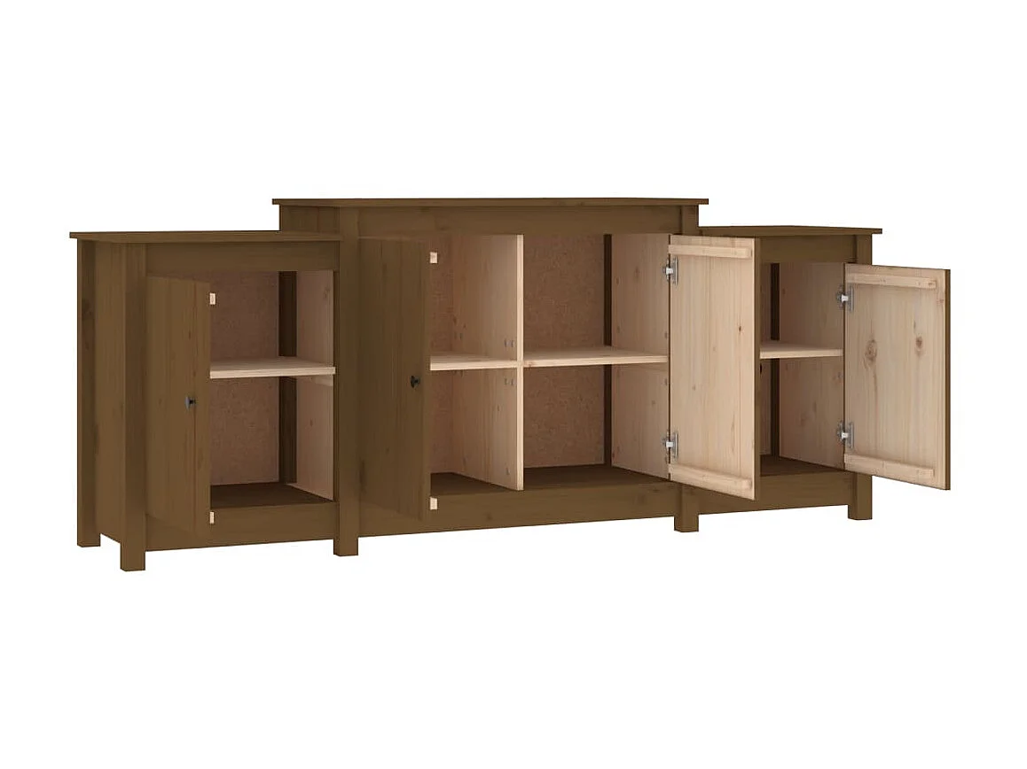 Sideboard Lowboard - Honigbraun 164x37x68 cm Massivholz Kiefer -RM70388