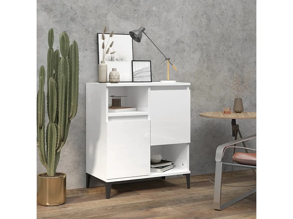 Sideboard Lowboard - Hochglanz-Weiß 60x35x70 cm Holzwerkstoff -RM16061