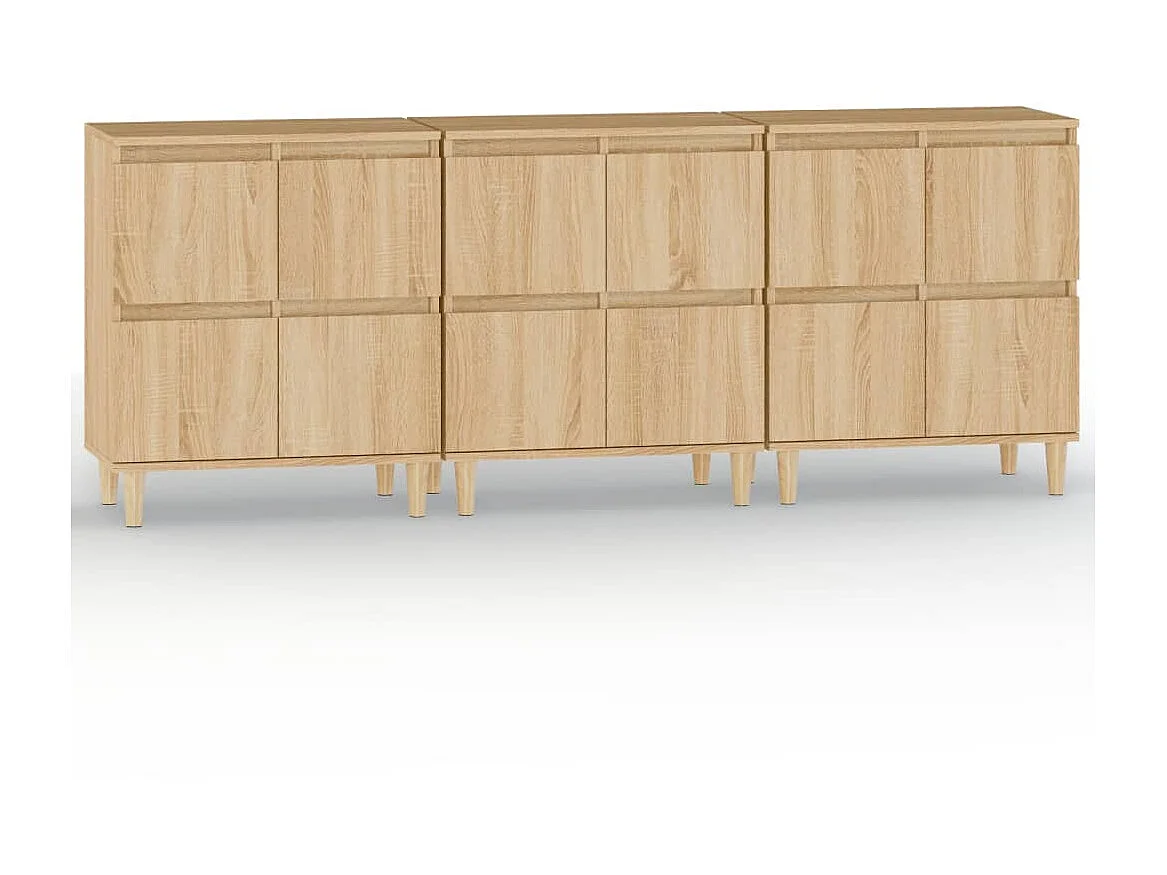 Sideboards im 3er-Set Lowboards Sonoma-Eiche 60x35x70 cm Holzwerkstoff -RM36622