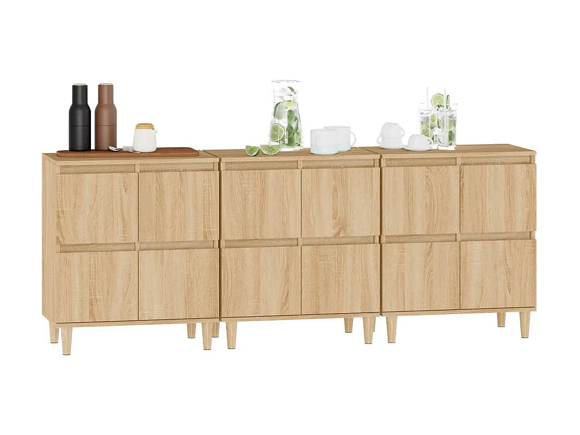 Sideboards im 3er-Set Lowboards Sonoma-Eiche 60x35x70 cm Holzwerkstoff -RM36622