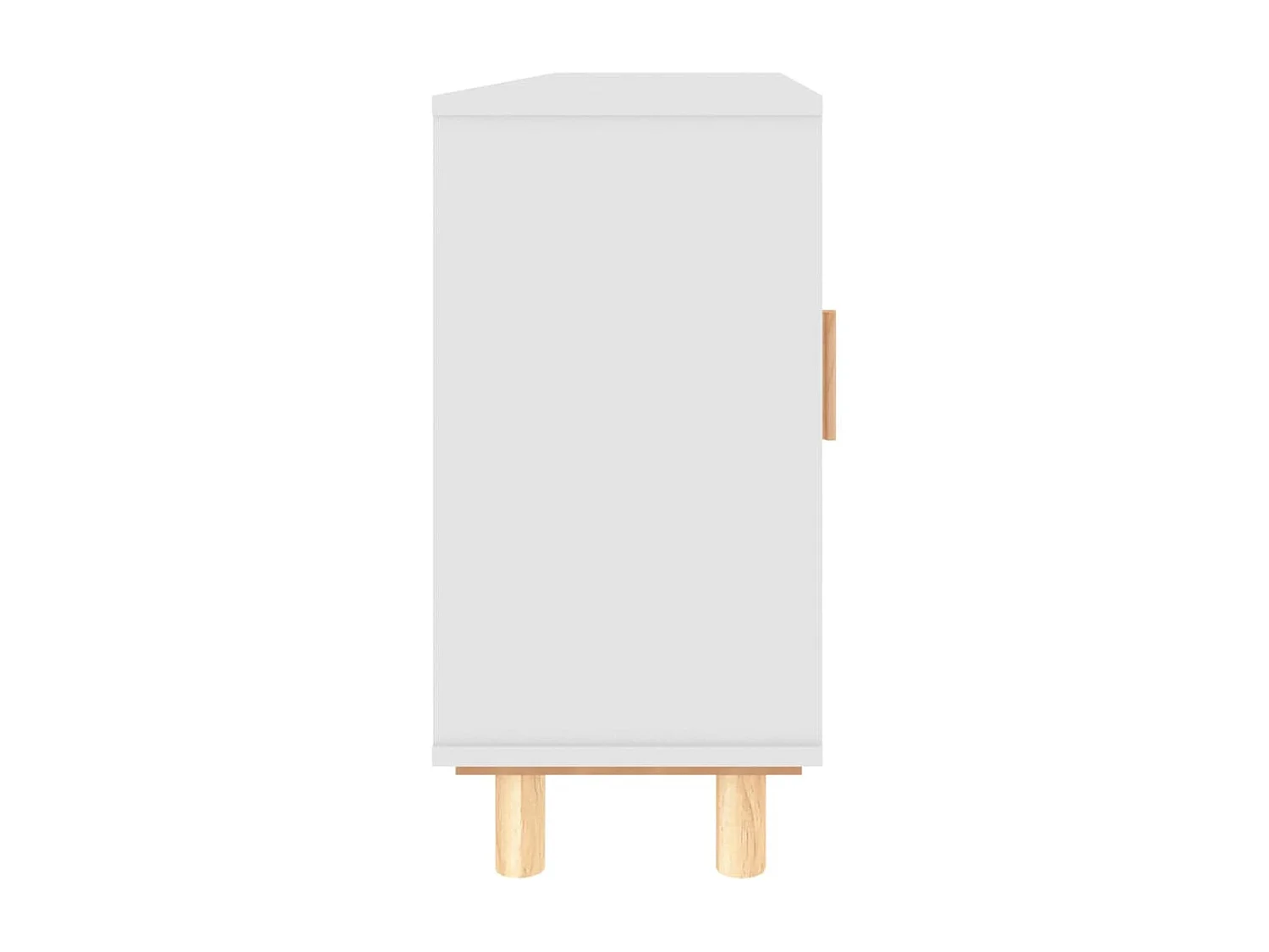 Sideboard Weiß Anrichte 105x30x60 cm Massivholz Kiefer und Natur-Rattan -RM90697