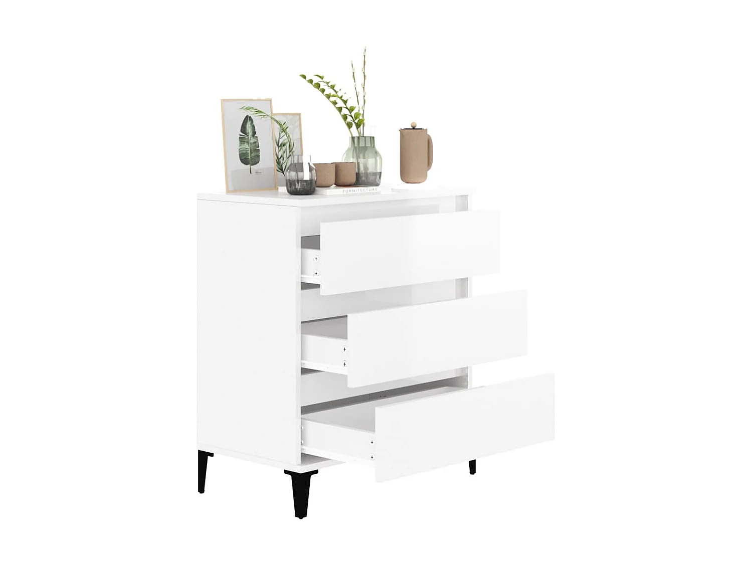 Sideboard Lowboard - Hochglanz-Weiß 60x35x70 cm Holzwerkstoff -RM88396