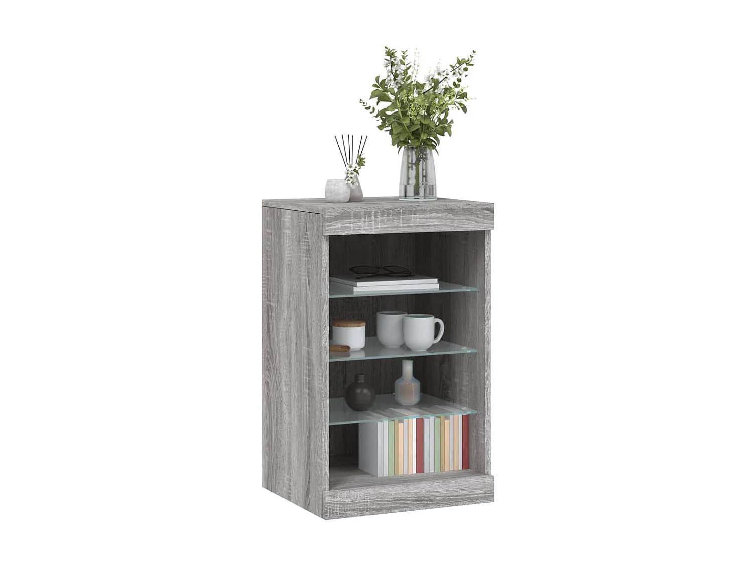 Sideboard Grau Anrichte mit LED-Leuchten Sonoma 41x37x67 cm -RM77447