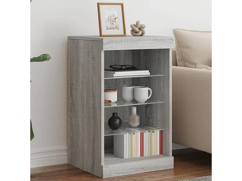 Sideboard Grau Anrichte mit LED-Leuchten Sonoma 41x37x67 cm -RM77447