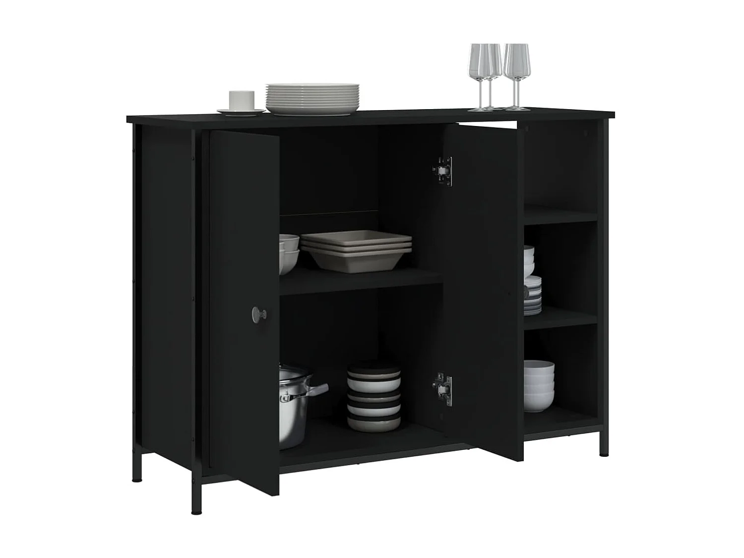 Sideboard Schwarz Anrichte 100x33x75 cm Holzwerkstoff -RM42879