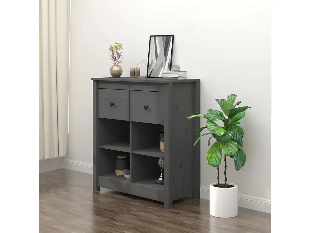 Sideboard Grau - Lowboard 70x35x80 cm Massivholz Kiefer -RM60359