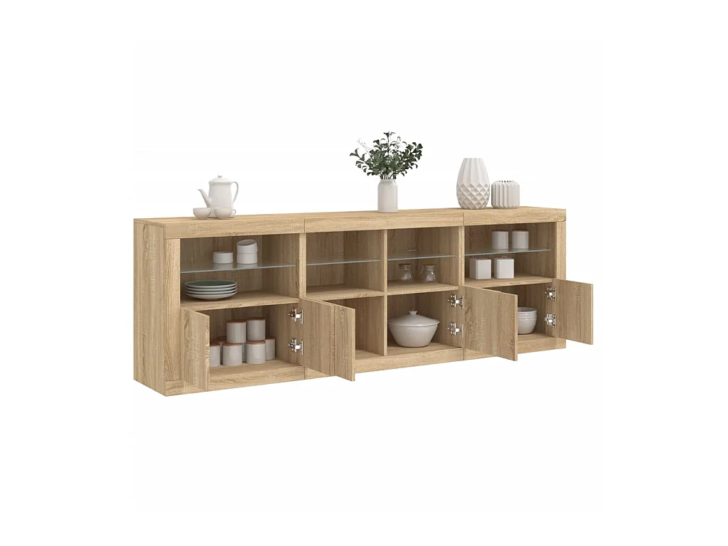 Sideboard mit LED-Leuchten Anrichte Sonoma-Eiche 202x37x67 cm -RM69293