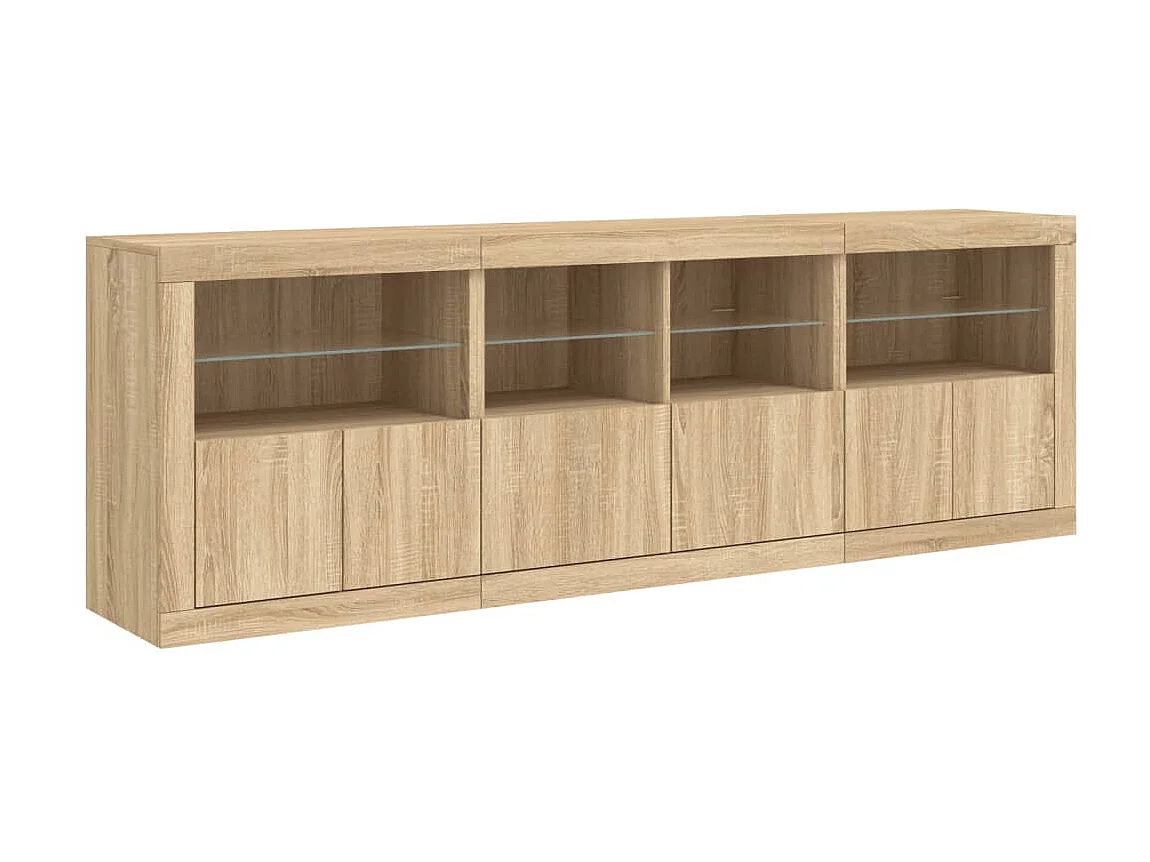 Sideboard mit LED-Leuchten Anrichte Sonoma-Eiche 202x37x67 cm -RM69293