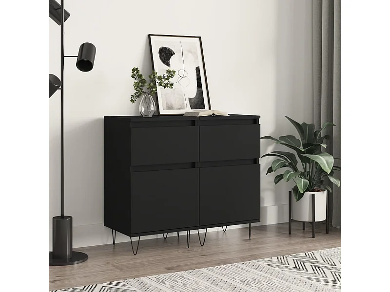 Sideboards Schwarz im 2er-Set Anrichten 40x35x70 cm Holzwerkstoff -RM29397