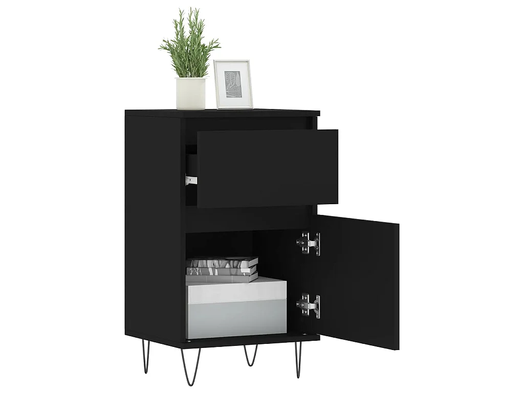 Sideboards Schwarz im 2er-Set Anrichten 40x35x70 cm Holzwerkstoff -RM29397