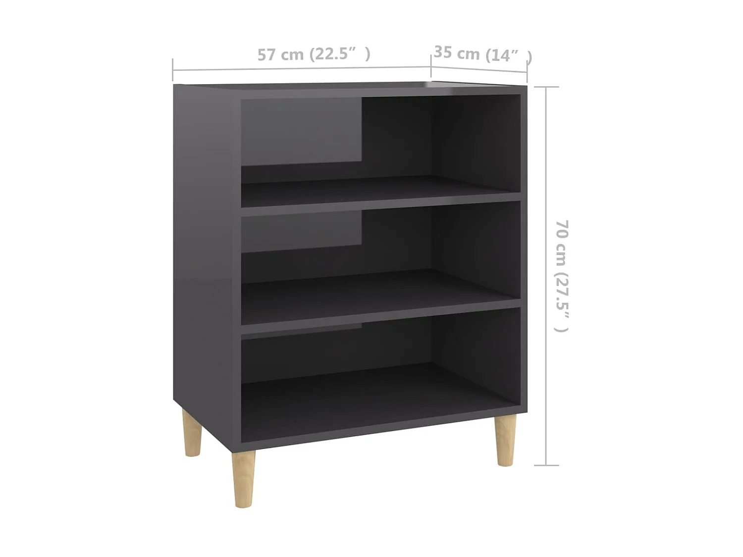 Sideboard Lowboard - Hochglanz-Grau 57x35x70 cm Holzwerkstoff -RM28588