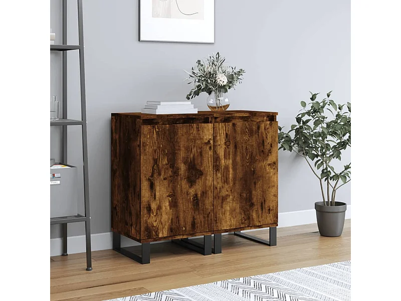 Sideboards im 2er-Set Lowboards Räuchereiche 40x35x70 cm Holzwerkstoff -RM40589