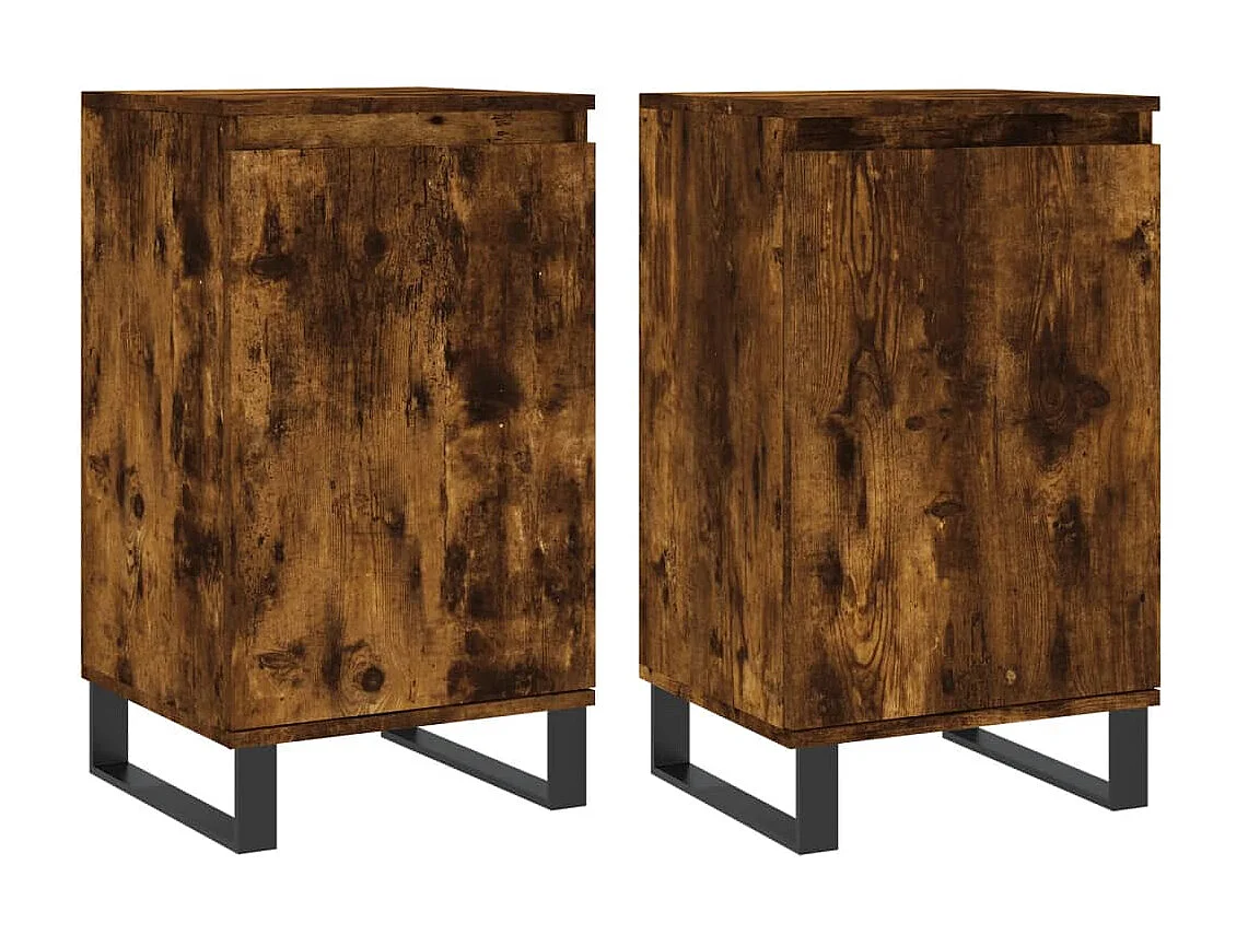 Sideboards im 2er-Set Lowboards Räuchereiche 40x35x70 cm Holzwerkstoff -RM40589