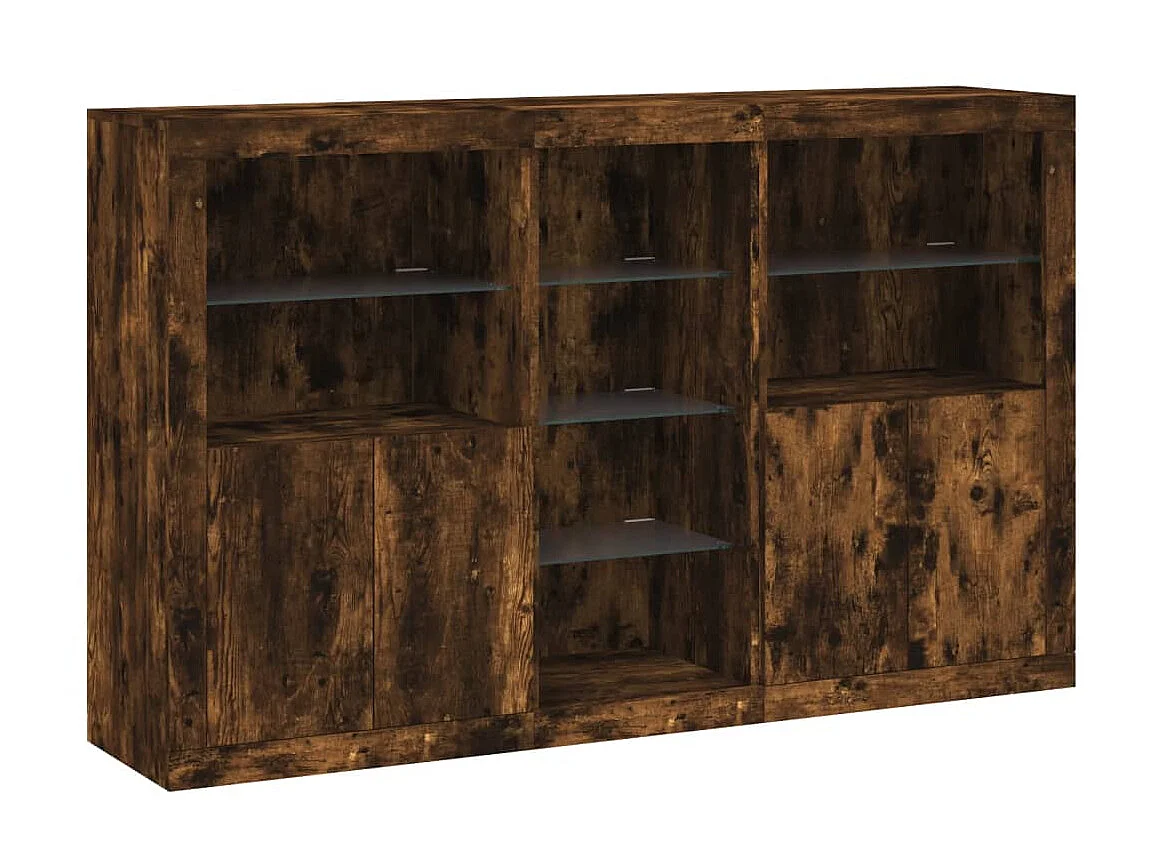 Sideboard mit LED-Leuchten Anrichte Räuchereiche 162x37x100 cm -RM92094