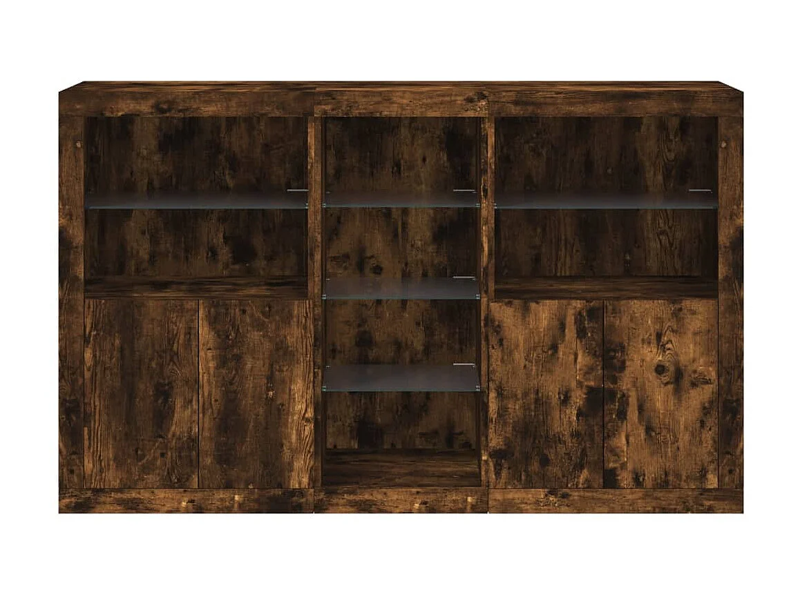 Sideboard mit LED-Leuchten Anrichte Räuchereiche 162x37x100 cm -RM92094