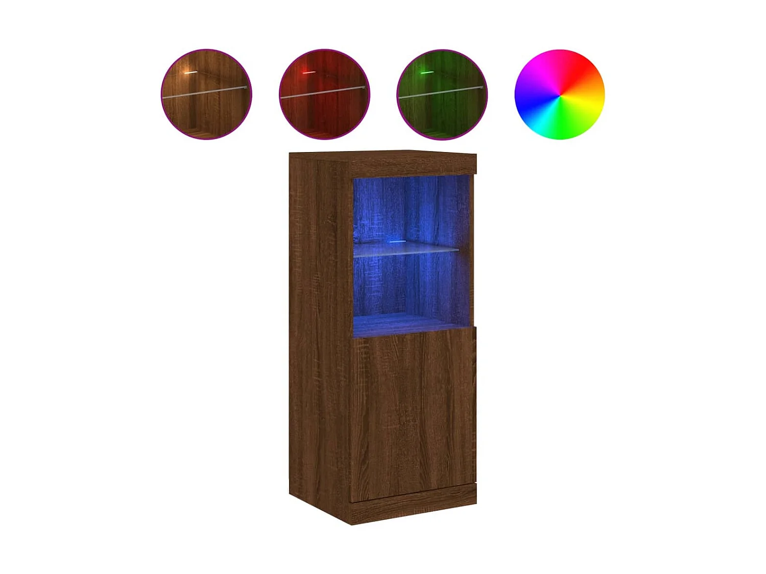 Sideboard Braun Anrichte mit LED-Leuchten Eichen-Optik 41x37x100 cm -RM40961