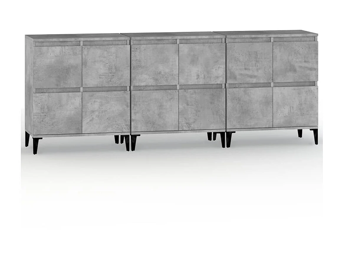 Sideboards im 3er-Set Lowboards Betongrau 60x35x70 cm Holzwerkstoff -RM72565