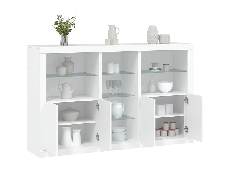 Sideboard mit LED-Leuchten Anrichte Weiß 162x37x100 cm -RM88577