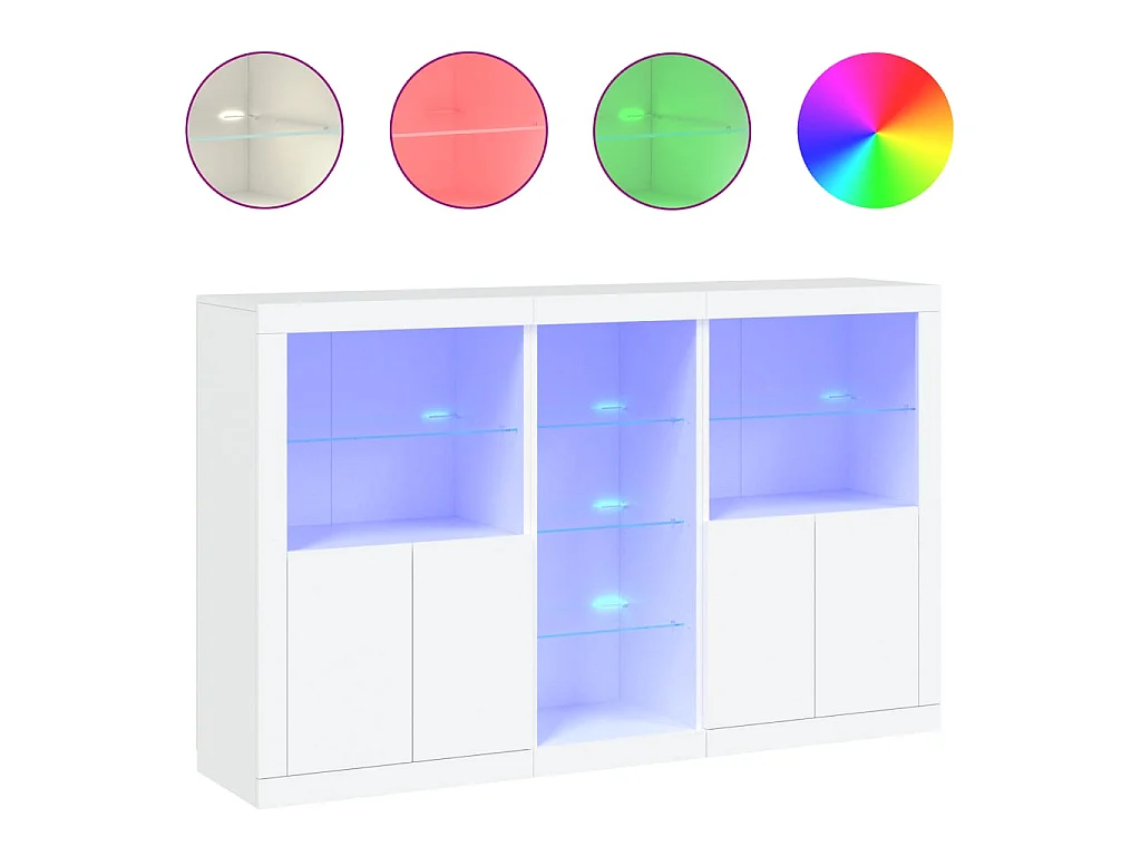 Sideboard mit LED-Leuchten Anrichte Weiß 162x37x100 cm -RM88577