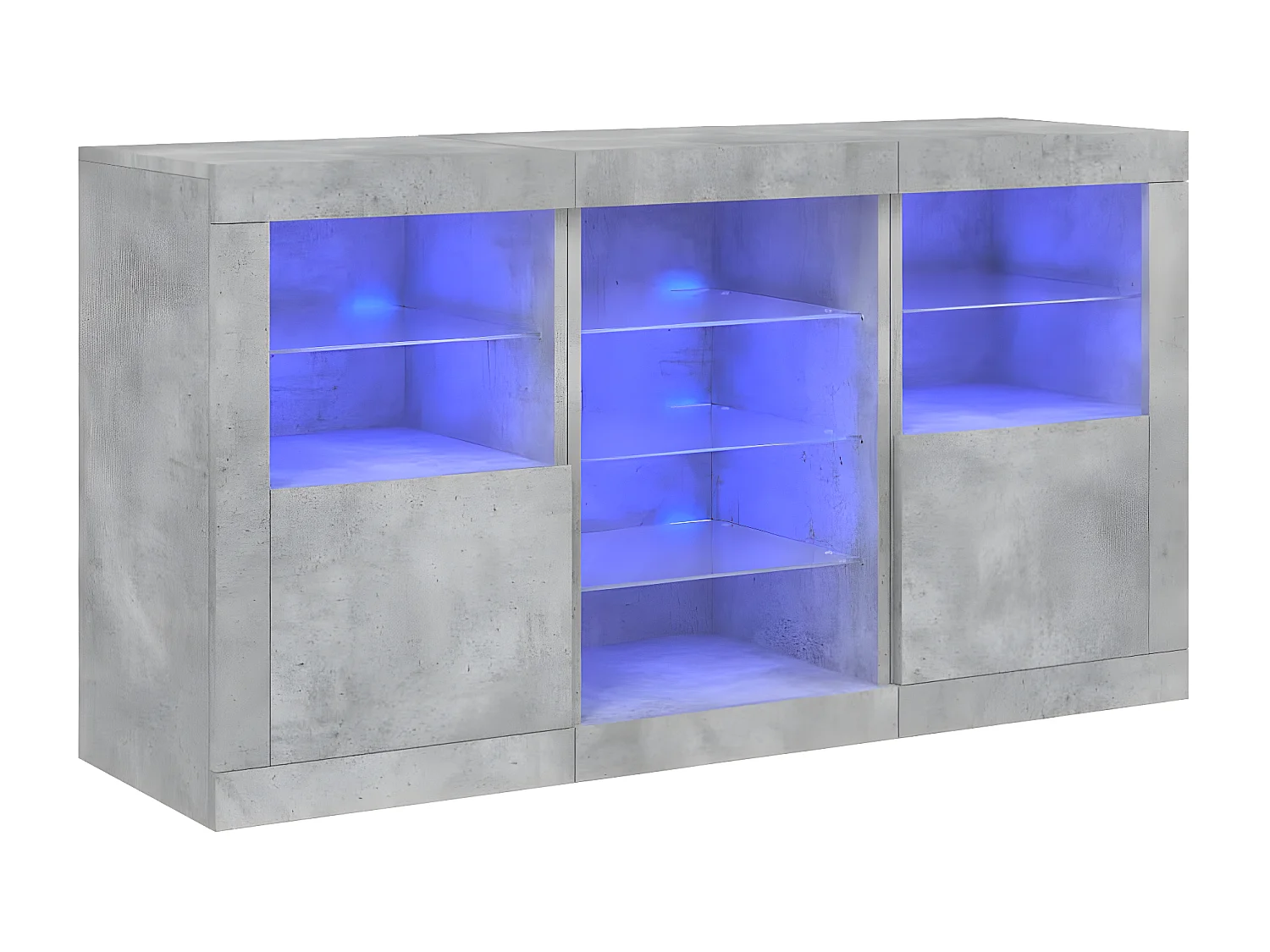 Sideboard mit LED-Leuchten - Anrichte Betongrau 123x37x67 cm -RM70646