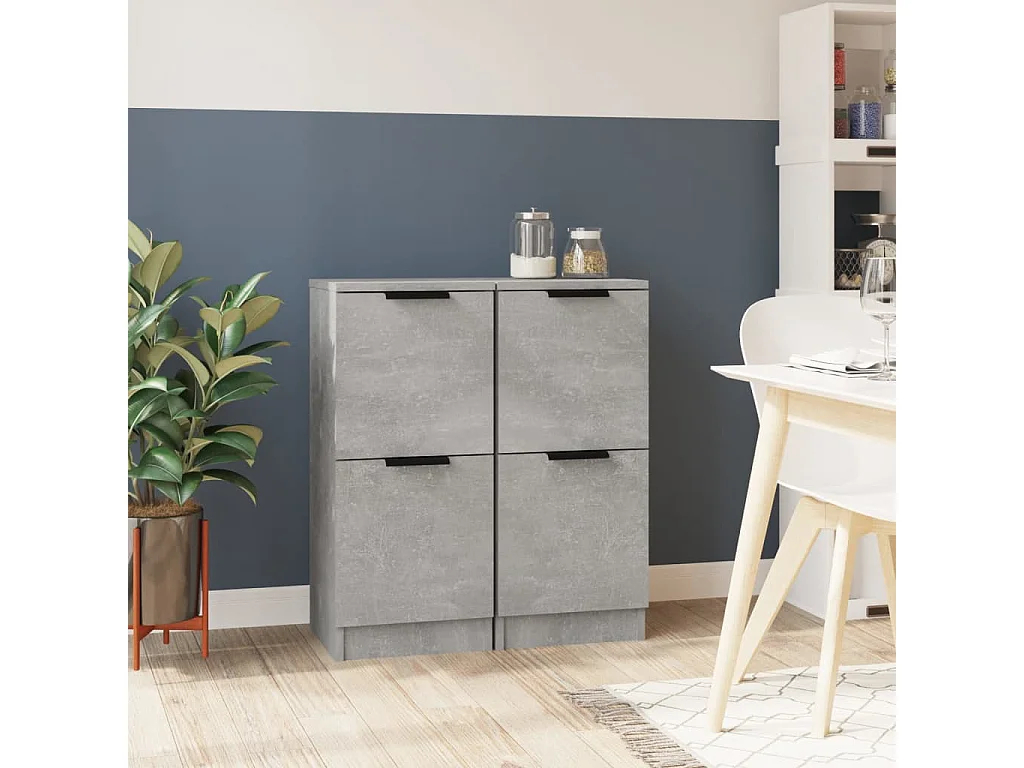 Sideboards im 2er-Set Lowboards Betongrau 30x30x70 cm Holzwerkstoff -RM56288