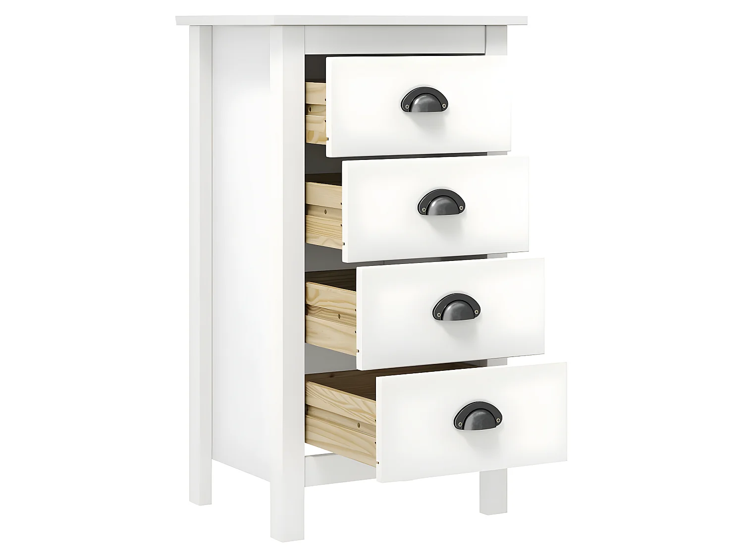 Sideboard Lowboard - Hill Weiß 46x35x80 cm Massivholz Kiefer -RM24072