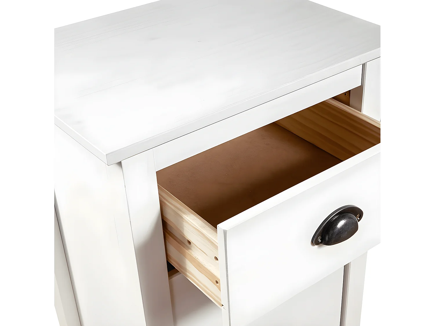 Sideboard Lowboard - Hill Weiß 46x35x80 cm Massivholz Kiefer -RM24072