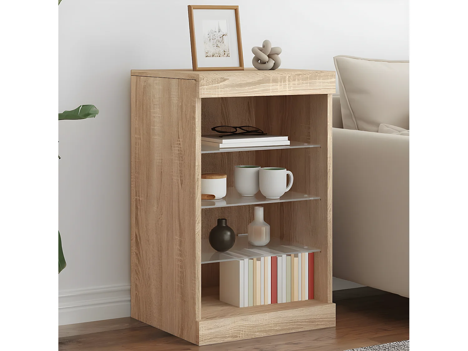 Sideboard mit LED-Leuchten Anrichte Sonoma-Eiche 41x37x67 cm -RM95363