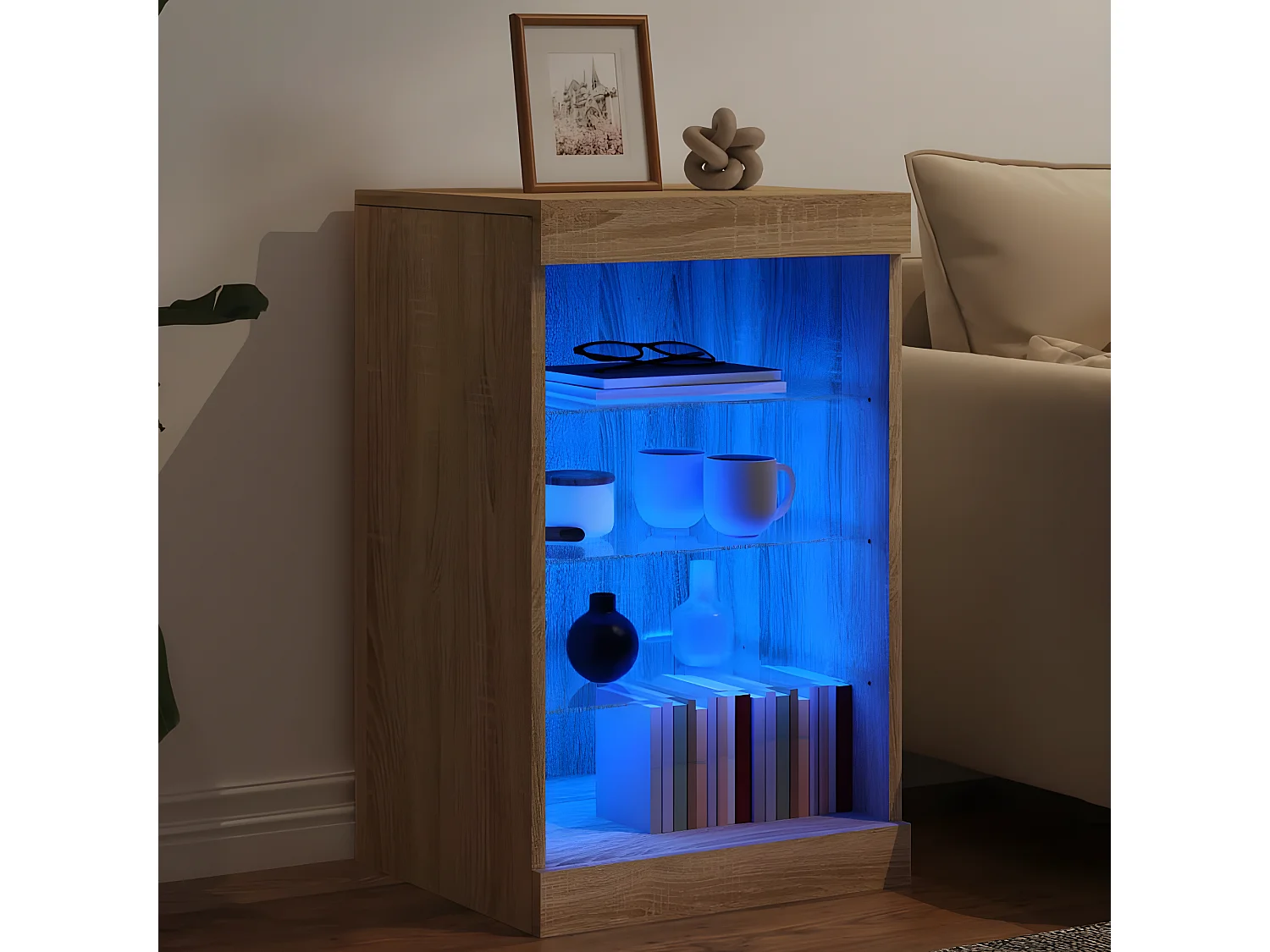 Sideboard mit LED-Leuchten Anrichte Sonoma-Eiche 41x37x67 cm -RM95363