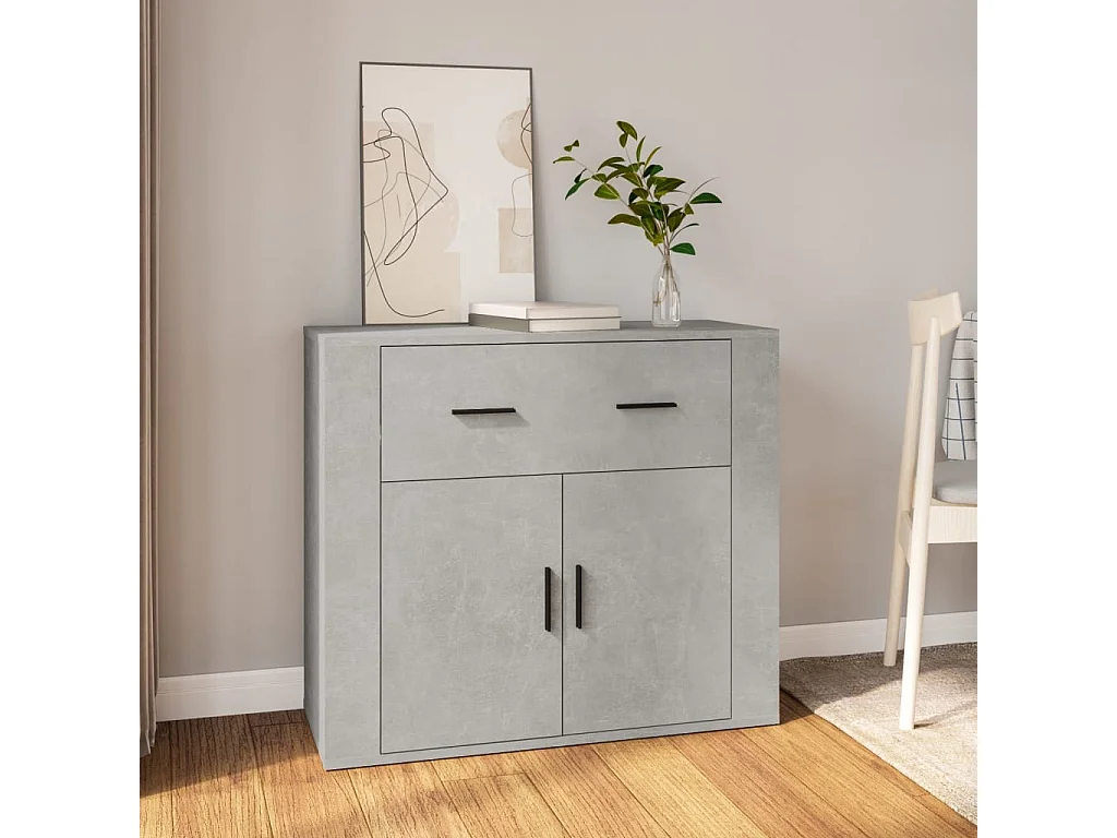 Sideboard Lowboard - Betongrau 80x33x70 cm Holzwerkstoff -RM76736