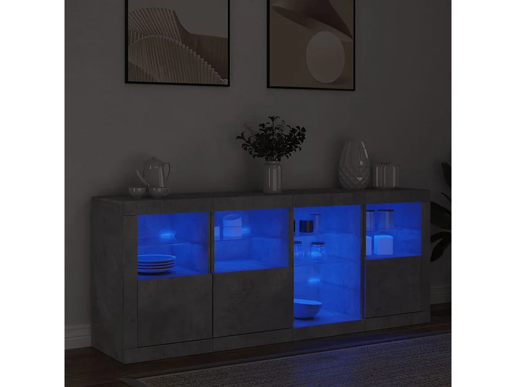 Sideboard mit LED-Leuchten - Anrichte Betongrau 164x37x67 cm -RM91861