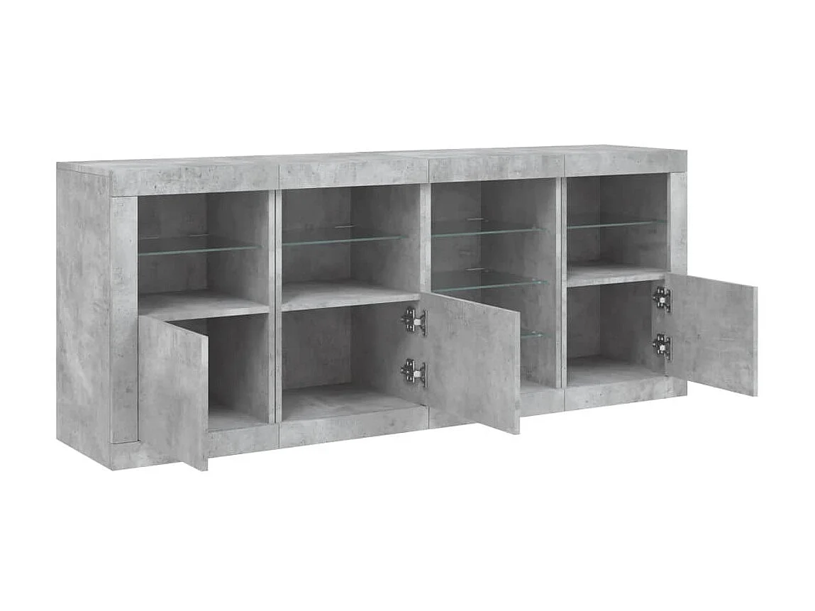 Sideboard mit LED-Leuchten - Anrichte Betongrau 164x37x67 cm -RM91861