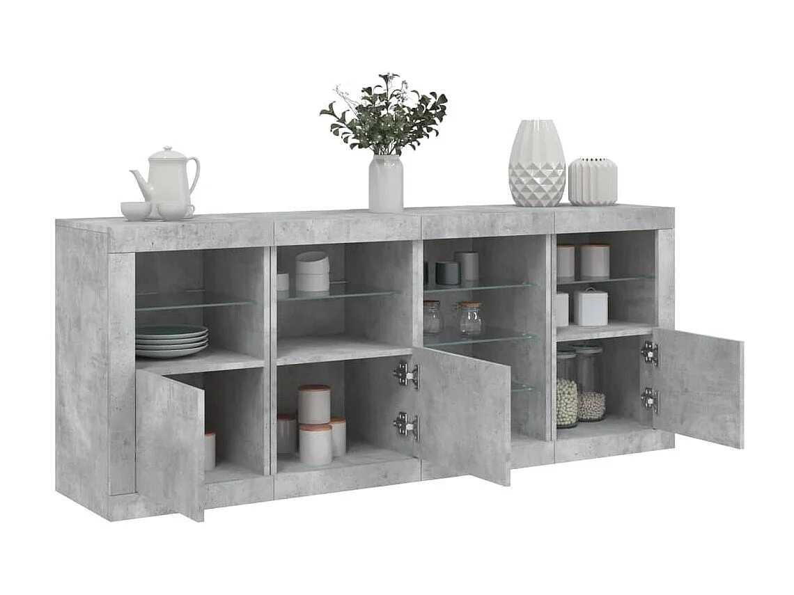Sideboard mit LED-Leuchten - Anrichte Betongrau 164x37x67 cm -RM91861