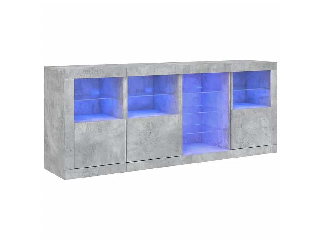 Sideboard mit LED-Leuchten - Anrichte Betongrau 164x37x67 cm -RM91861