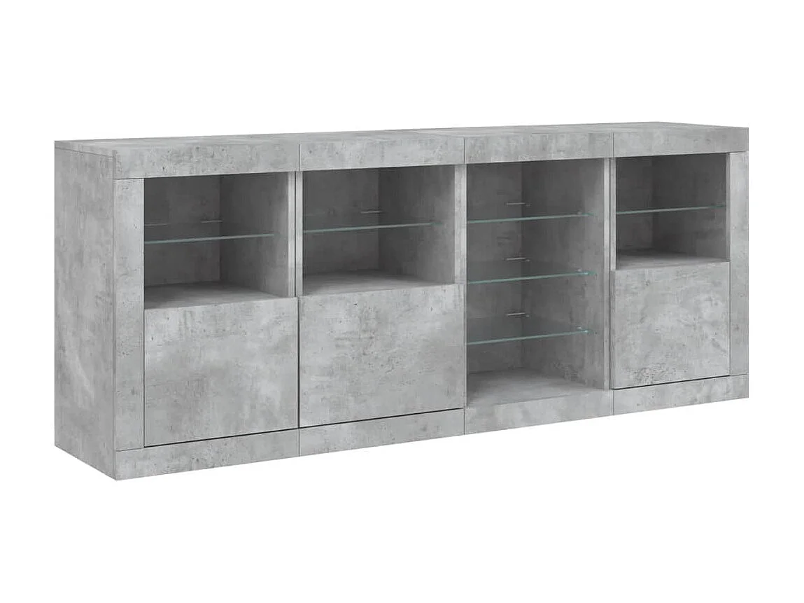 Sideboard mit LED-Leuchten - Anrichte Betongrau 164x37x67 cm -RM91861