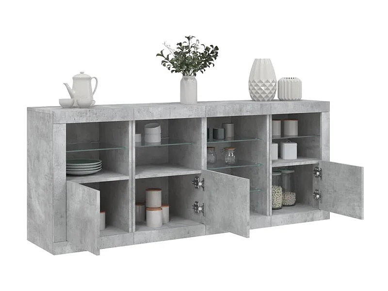 Sideboard mit LED-Leuchten - Anrichte Betongrau 164x37x67 cm -RM91861