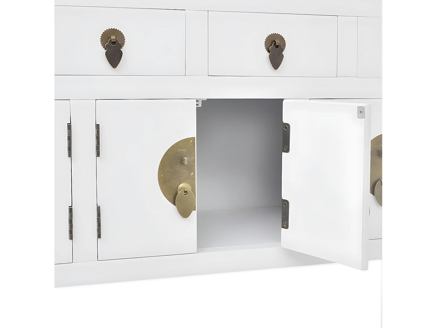 Sideboard Anrichte Chinesischer Stil Massivholz Weiß -RM89130