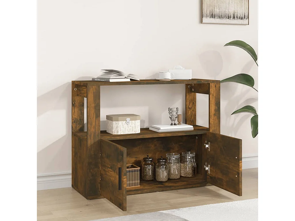 Sideboard Anrichte Räuchereiche 80x30x60 cm Holzwerkstoff -RM97550
