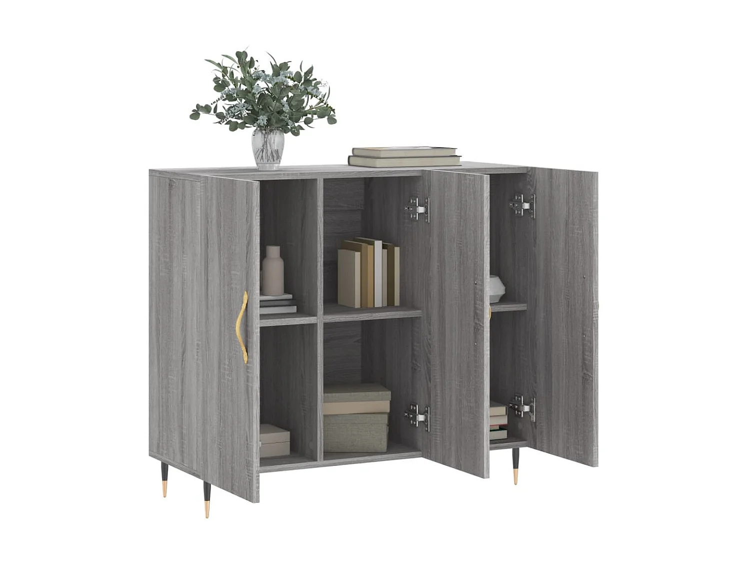 Sideboard Lowboard - Grau Sonoma 90x34x80 cm Holzwerkstoff -RM68627