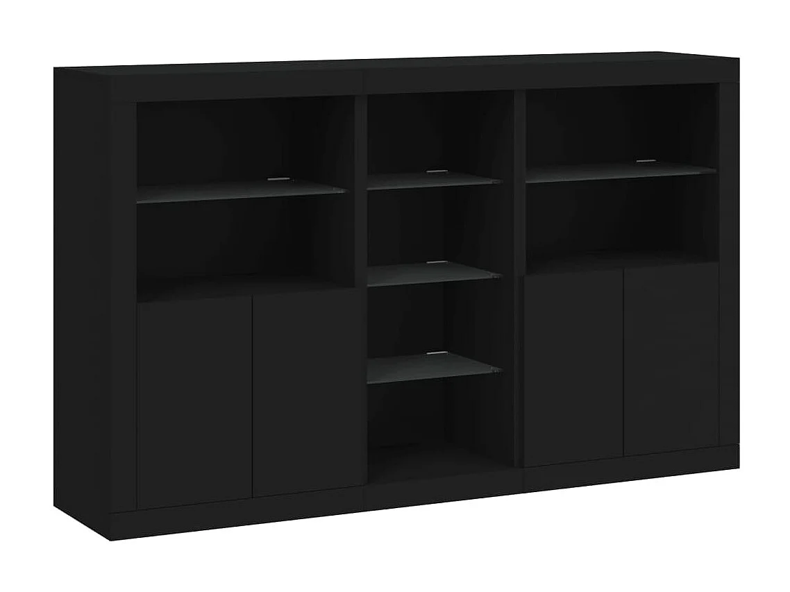 Sideboard mit LED-Leuchten Anrichte Schwarz 162x37x100 cm -RM54412