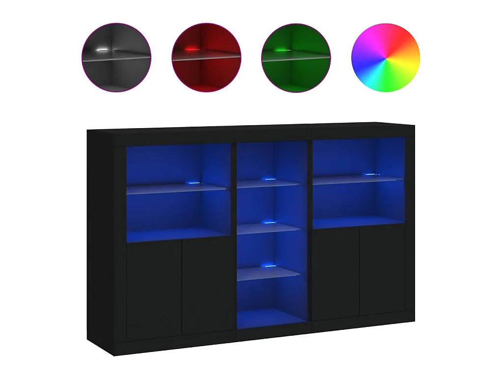 Sideboard mit LED-Leuchten Anrichte Schwarz 162x37x100 cm -RM54412