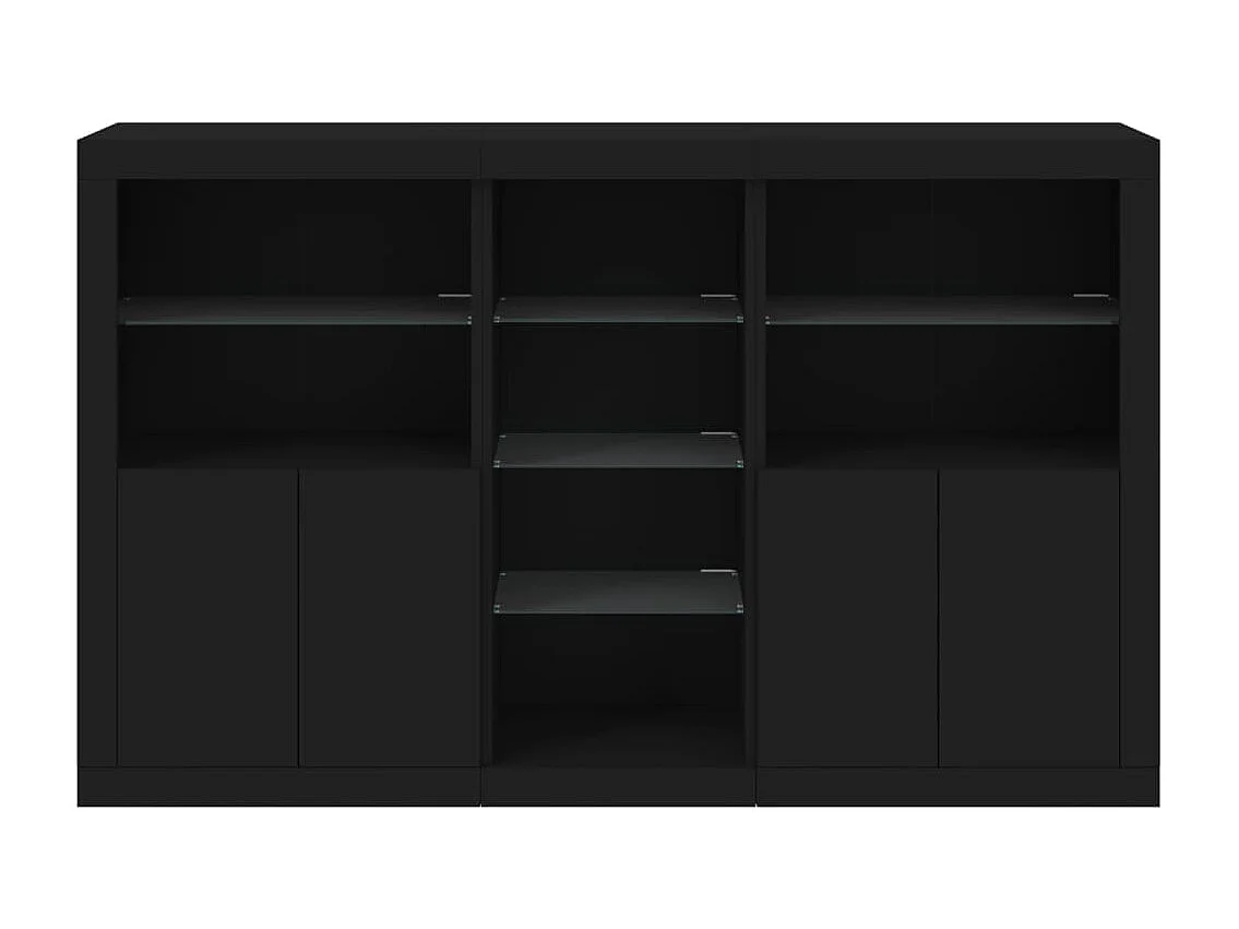 Sideboard mit LED-Leuchten Anrichte Schwarz 162x37x100 cm -RM54412