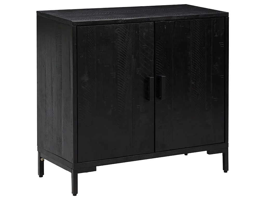 Sideboard Schwarz Anrichte 75x35x70 cm Massivholz Kiefer -RM42377