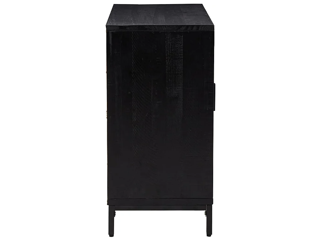 Sideboard Schwarz Anrichte 75x35x70 cm Massivholz Kiefer -RM42377