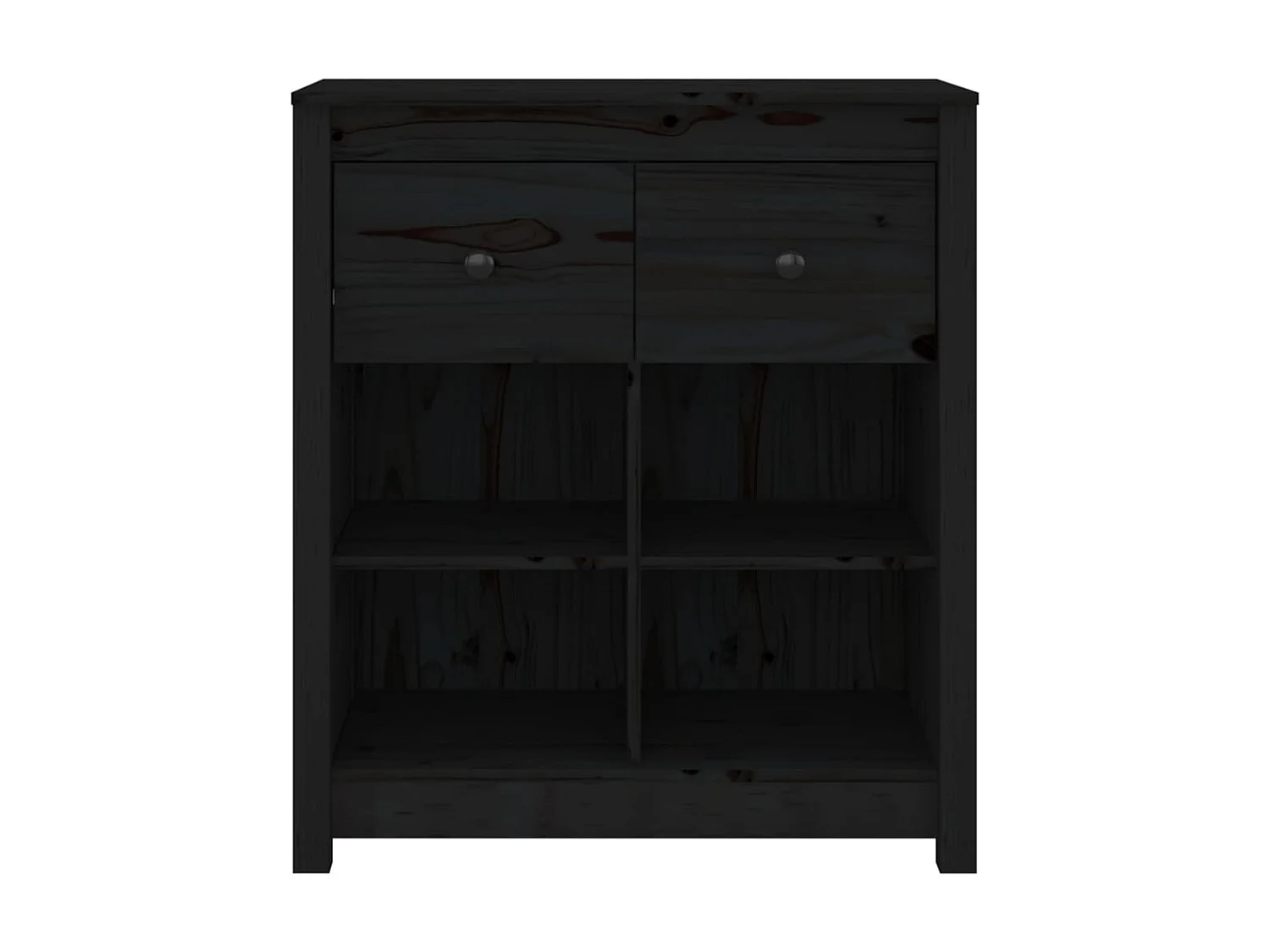 Sideboard Schwarz Anrichte 70x35x80 cm Massivholz Kiefer -RM23454