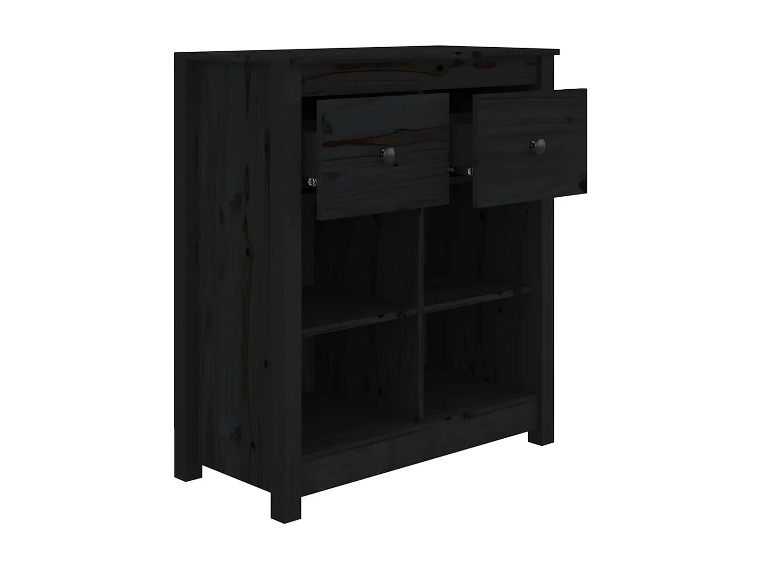 Sideboard Schwarz Anrichte 70x35x80 cm Massivholz Kiefer -RM23454
